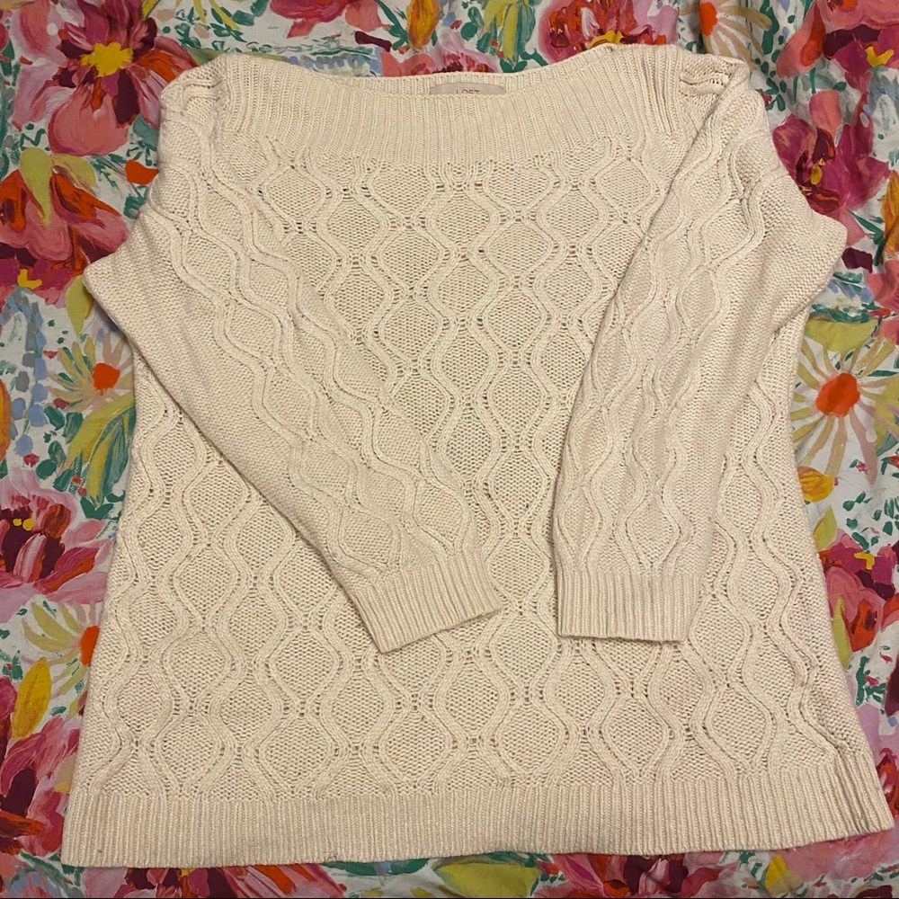 LOFT Cream-coloured Cableknit wool Sweater - XXL